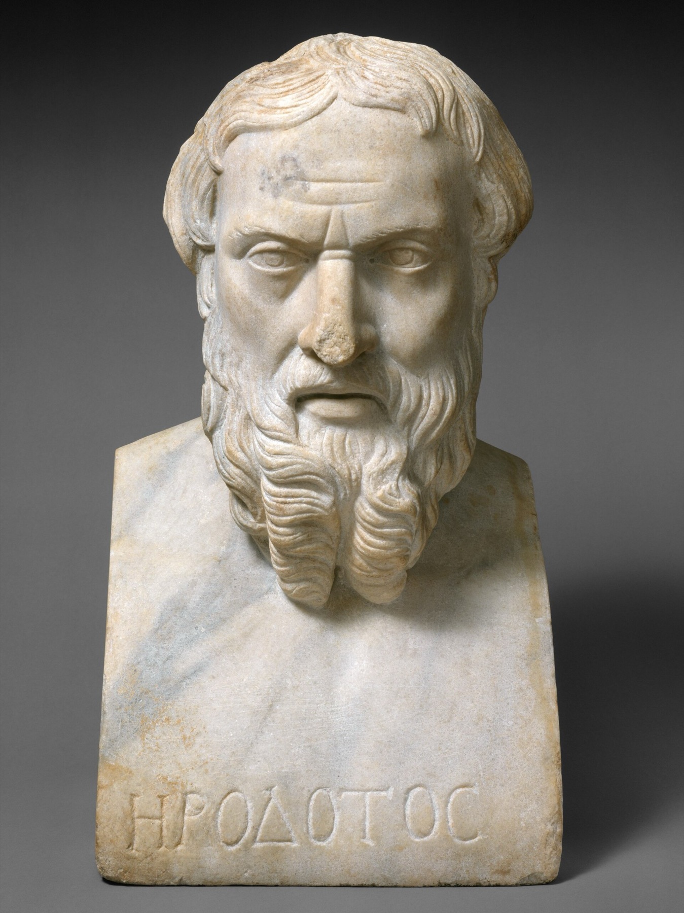 Roman marble portrait bust of Herodotus, 2nd century CE