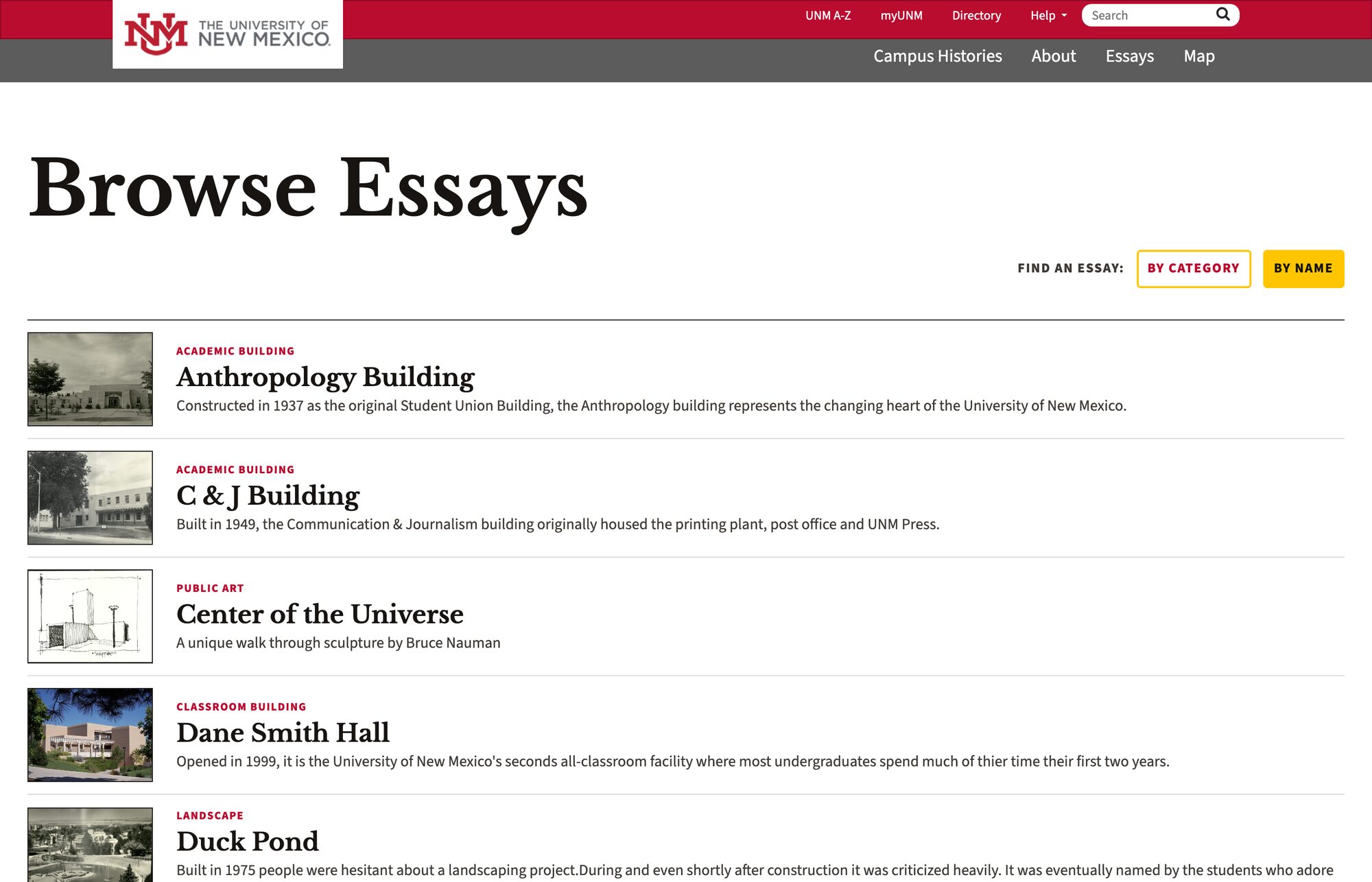 An index of student essays classified by building type